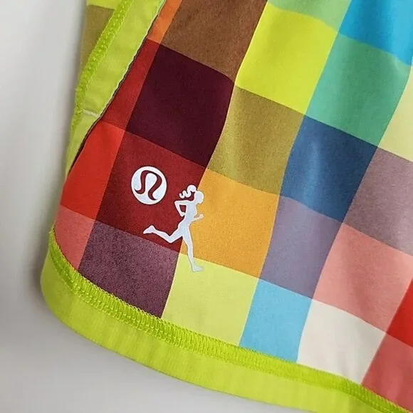 Lululemon Special Edition Seawheeze Multi Lime Blue Plaid Short 4.5" Inseam Sz 4 - Picture 3 of 12